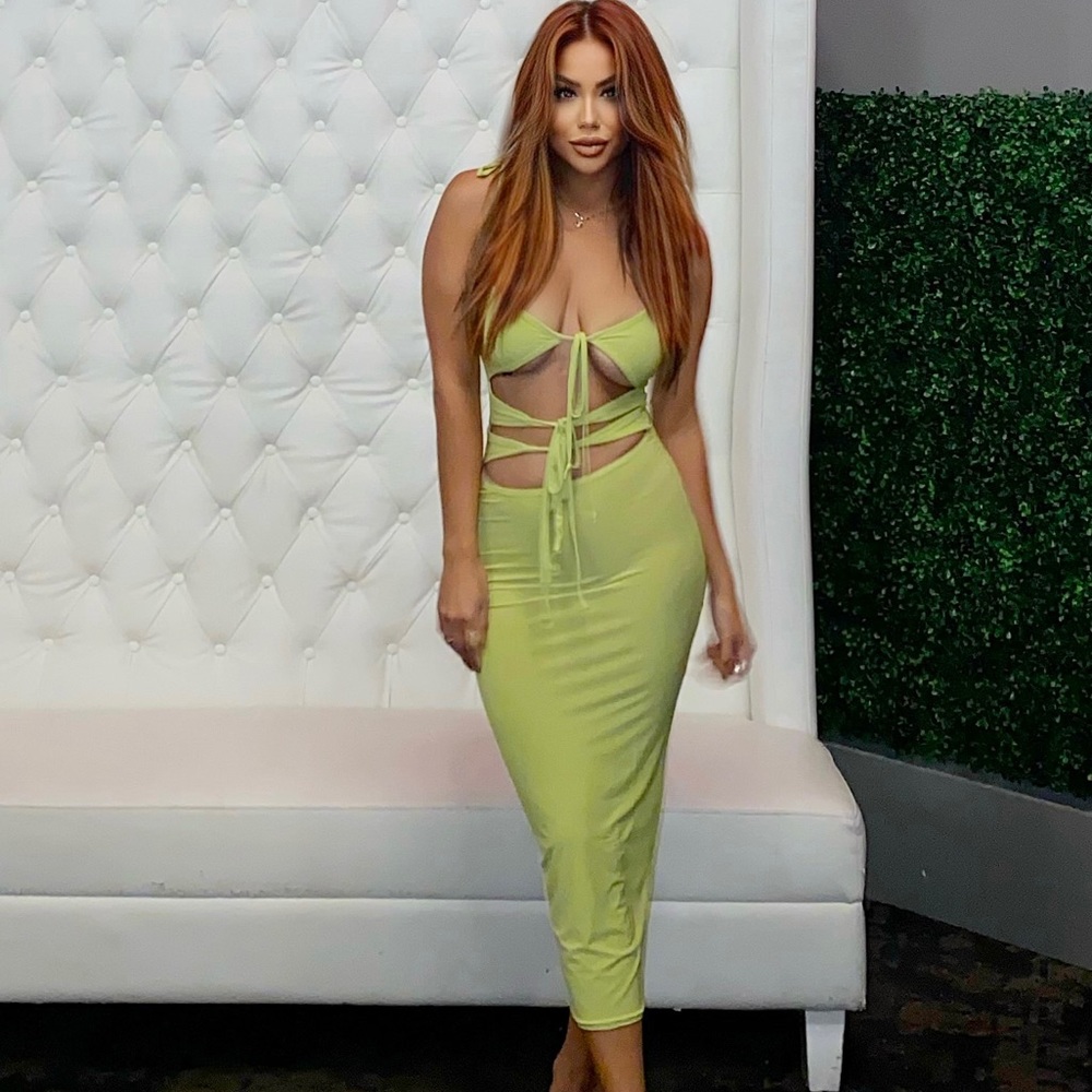 Green midi dress